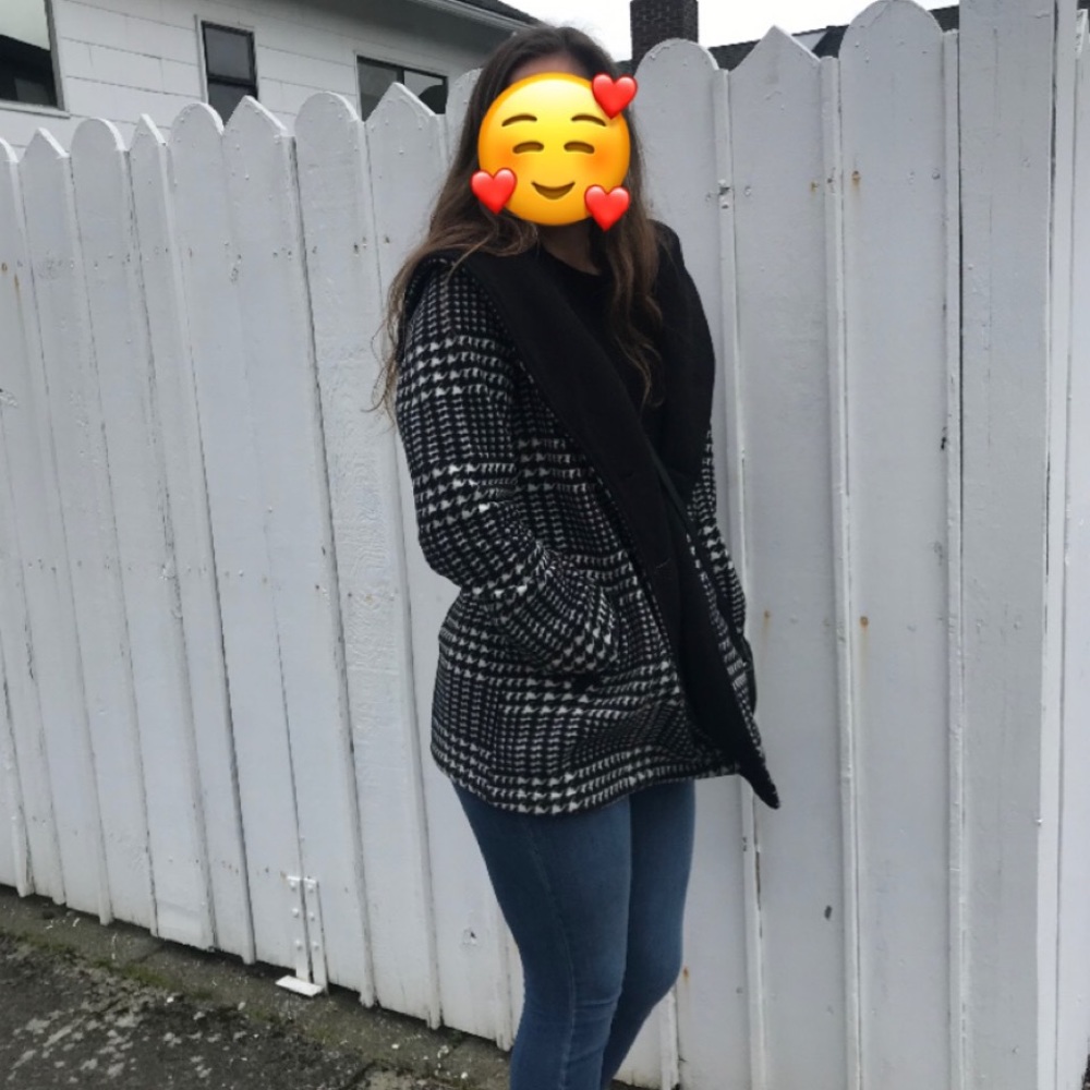 Black Checkered Winter Coat